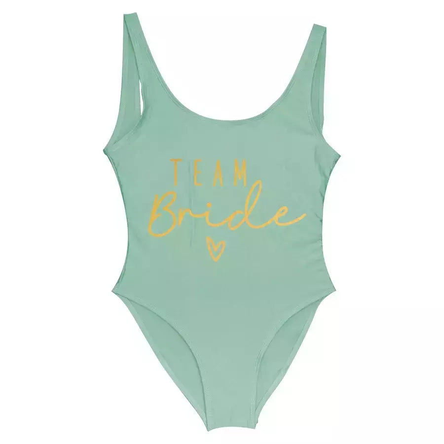 Fato de banho feminino com estampa dourada, squad, festa de solteira, moda praia verão, 1 pc, S a 3XL