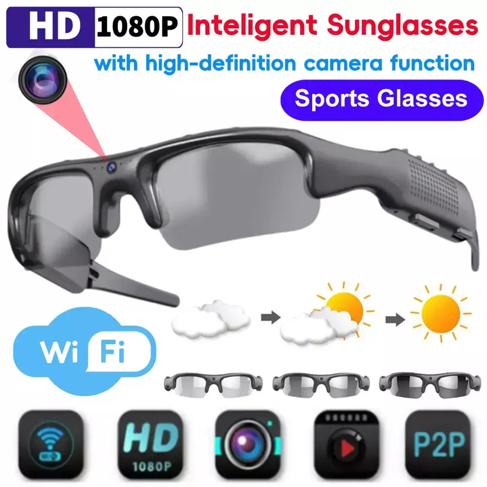 1080p hd óculos wifi câmera ao ar livre bicicleta motocicleta proteção de segurança óculos de sol câmera de vídeo lente polarizada esportes cam