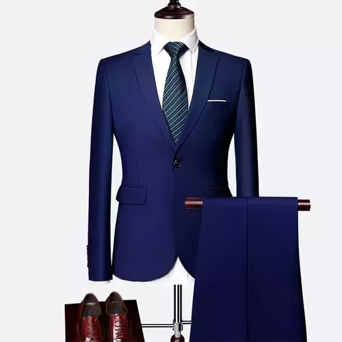 (Jaqueta + Calças) Últimas Homens Terno Set Blazers Formais Slim Fit Negócios Smoking 2 Pcs Terno Do Noivo Vestido de Noiva Homem Terno S-6XL