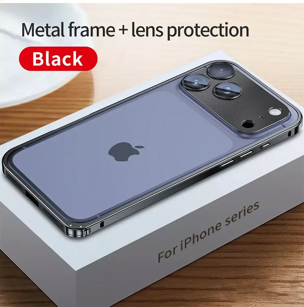 Aviação liga de alumínio quadro pára-choques caso do telefone para iphone 17 16 15 14 13 12 promax lente metal dissipação calor capa à prova de choque