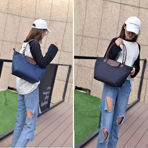 MINISO-Bolsa de Ombro Dobrável Feminina Clássica de Grande Capacidade, Bolsas de Nylon, Moda Casual, Alta Qualidade, Nova, 2024