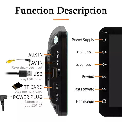 Hippcron 7 polegada rádio do carro reprodutor de vídeo multimídia portátil estéreo sem fio carplay android auto para universal 12-24v autoradio