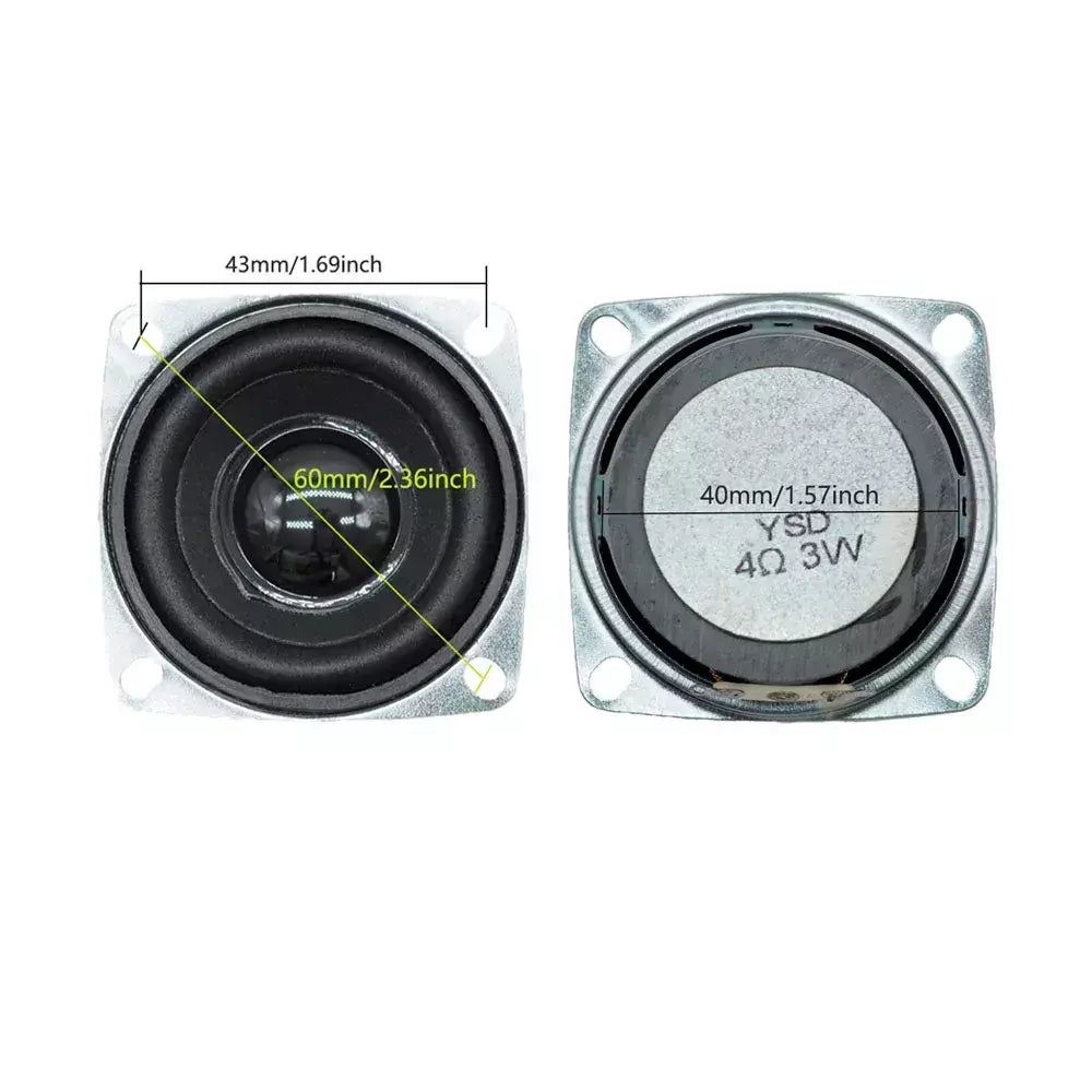 2 unidades/lotes 2 Polegada 4 ohm 3w alto-falantes de gama completa portátil 52mm alto-falante de áudio subwoofer diy alta fidelidade estéreo sqaure alto-falante bluetooth