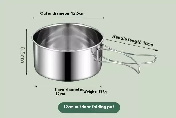 12 pçs conjunto de cozinha de acampamento de aventura panelas e frigideiras de acampamento conjunto de cozinha familiar não-tóxico 304 conjunto de utensílios de cozinha de aço inoxidável dobrável