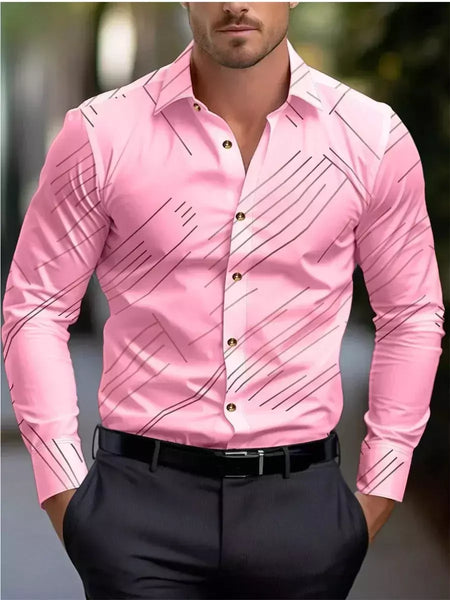 Camisa casual padrão meteoro de colarinho de botão masculino, macio e confortável blusa esportiva, tamanho XS-6XL, moda, novo