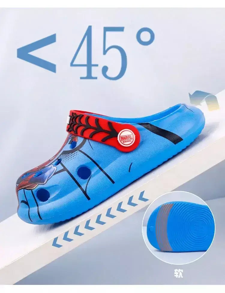 Disney chinelos infantis verão meninos spiderman chinelo antiderrapante buraco crianças sapatos de praia fundo macio criança casa chinelo