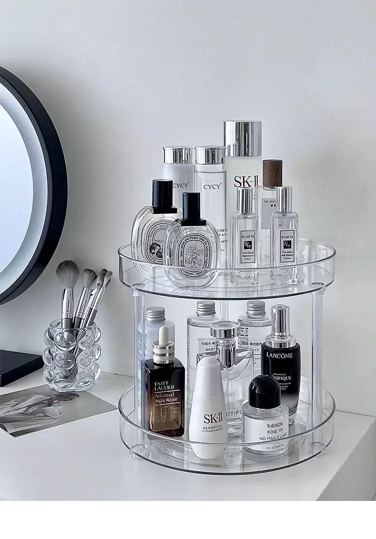 360 ° Rack giratório para cosméticos, prateleira para banheiro, grande capacidade, perfume, aromaterapia, cuidados com a pele, organizador de armazenamento de produtos