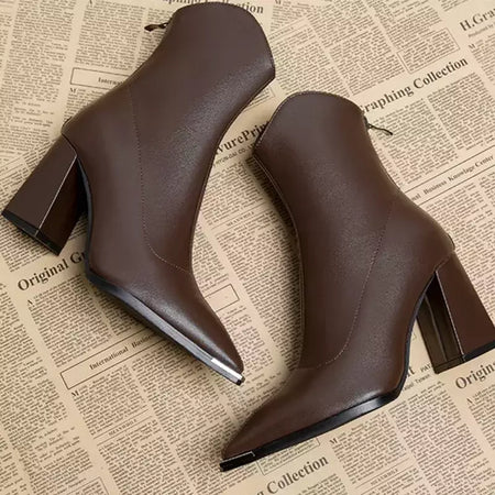 2024 inverno salto alto sexy mulheres sapatos de luxo chunky tornozelo chelsea botas moda novo dedo do pé apontado zíper goth bombas sapatos marca