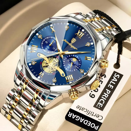 Poedagar luxo relógio masculino topo original à prova dwaterproof água luminosa cronógrafo homem relógio de pulso aço inoxidável quartzo relógios masculinos reloj