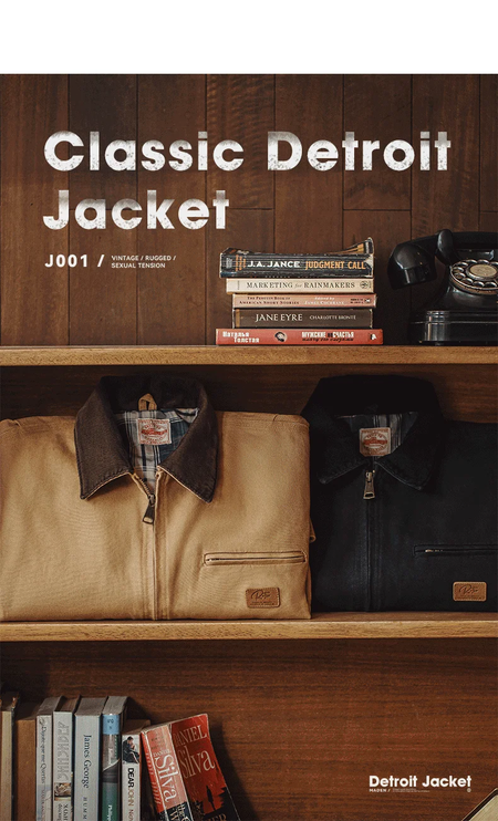 Maden J001 - Casaco de Caça Régua Detroit para Homem de Outono, Tecido de Lã Retro, Bolsos de Algodão Resistente, Design de Colarinho Lapel e Fechadura Ziper