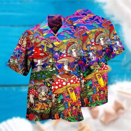 Camisa havaiana com estampa 3D masculina papagaio, blusa de praia casual manga curta, camisa lapela vocacional, moda menino