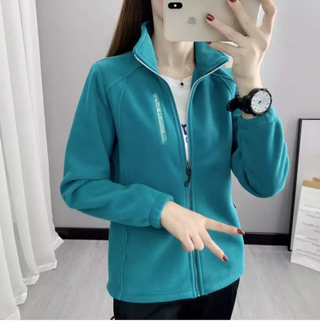 Casacos de lã tamanho grande para mulheres, cardigã quente, roupas esportivas casuais ao ar livre, caminhadas, jogging, ioga, jaquetas femininas, inverno, primavera