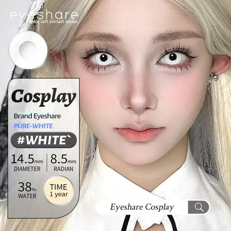 Eyeshare 1 par cosplay lentes de contato coloridas brancas lentes de contato vermelhas anime lentes de olho preto halloween beleza maquiagem lentes