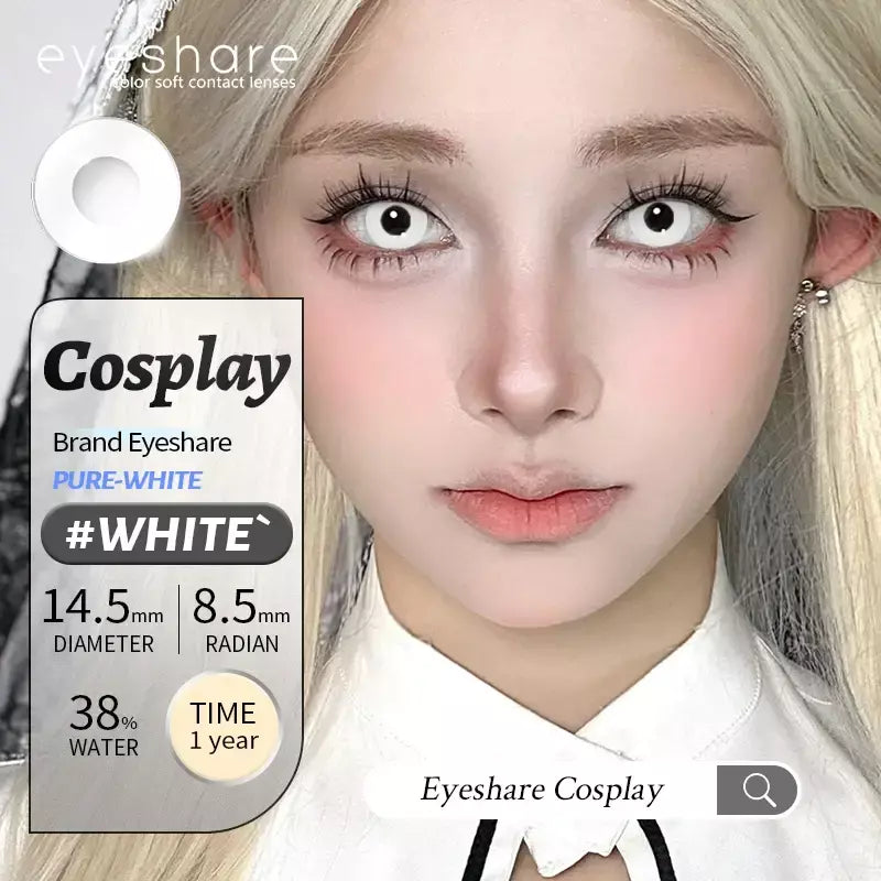 Eyeshare 1 par cosplay lentes de contato coloridas brancas lentes de contato vermelhas anime lentes de olho preto halloween beleza maquiagem lentes