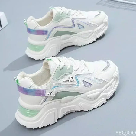 2025 tênis feminino plataforma sapatos planos mulher sapatos verdes formadores casuais senhoras tênis grossos sapatos femininos