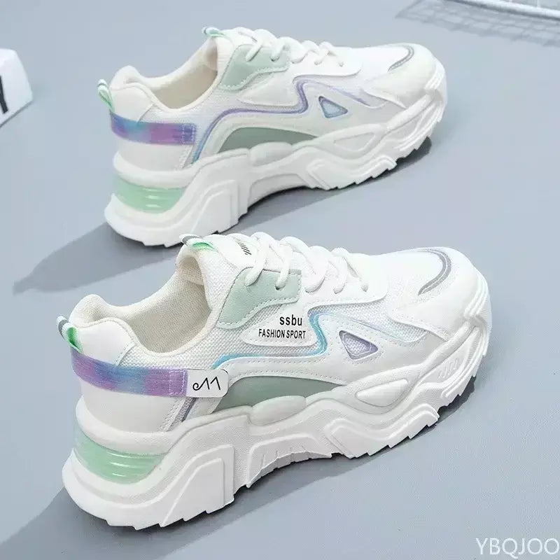 2025 tênis feminino plataforma sapatos planos mulher sapatos verdes formadores casuais senhoras tênis grossos sapatos femininos