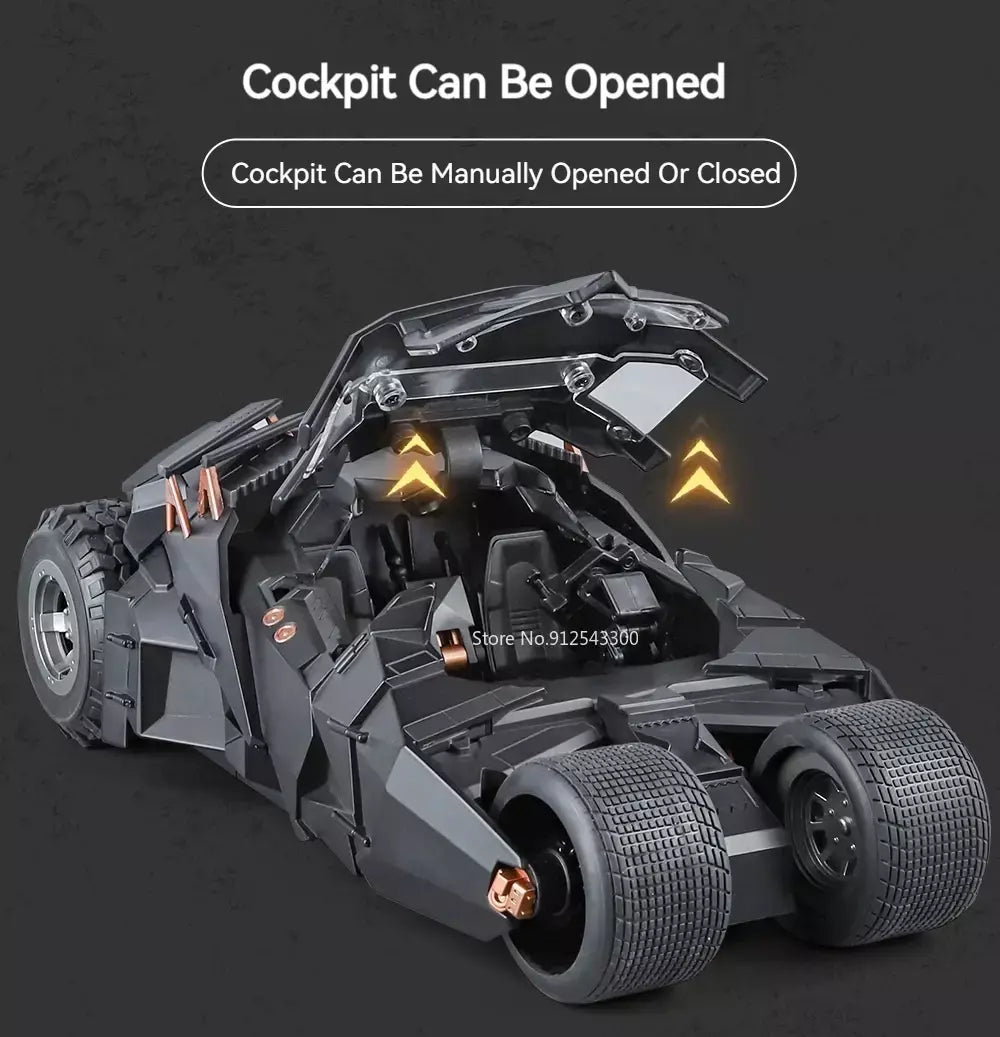 Grande escala 1:18 batmobile modelo de carro brinquedo o cavaleiro das trevas trilogia som luz deslizante spray liga veículos modelos ornamentos presentes