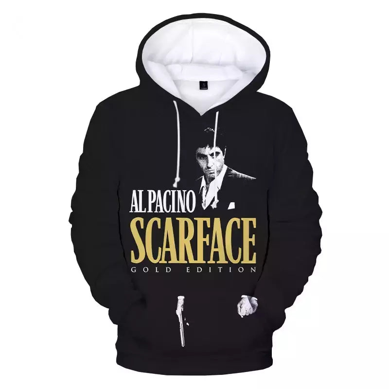 Scarface-Homens e Mulheres 3D Impresso Hoodies Filme, Moletom Moda, Harajuku Streetwear, Hoodie de grandes dimensões, Pullover, Tony Montana, Novo