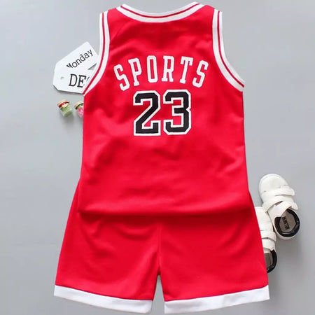 Conjunto de roupas infantis de verão, roupas esportivas de basquete, tops sem mangas + shorts, 2 peças/terno, meninos e meninas