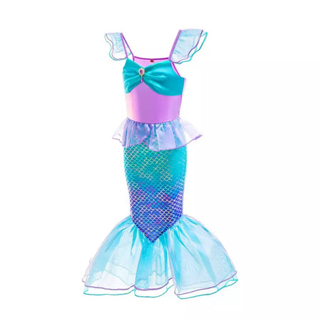 Meninas escala roxa princesa sereia ariel cosplay vestido de halloween vestido de festa de aniversário meninas verão praia vestido de férias
