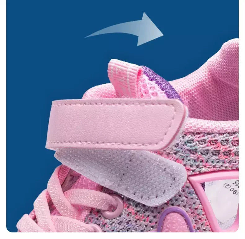 Meninas sapatos casuais luz malha tênis crianças verão primavera outono tenis bonito esporte dos desenhos animados feminino correndo meia calçado