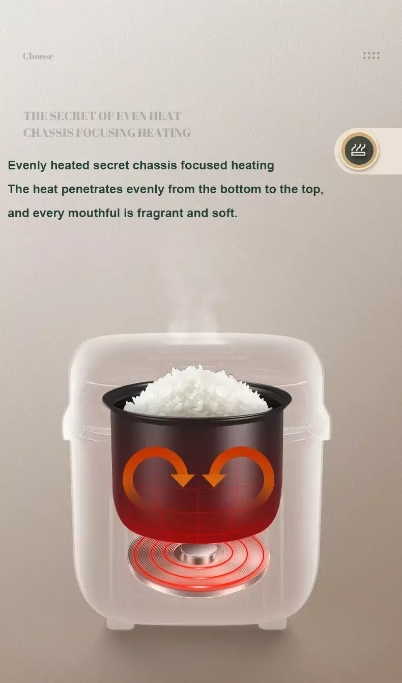 Mini panela de arroz automática, cozinha doméstica, máquina de cozinhar elétrica, 1-2 pessoas, aquecedor de alimentos, vaporizador, 1,2l, panela de arroz pequena