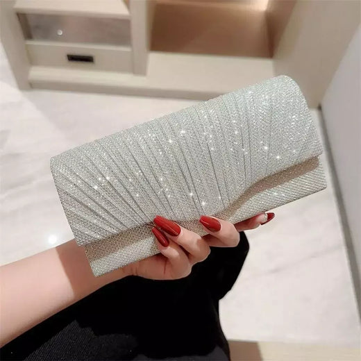 Bolsas de cetim luxuosas para mulheres, bolsa de embreagem banquete lantejoulas, ouro e prata, bolsa para festa de casamento, corrente elegante