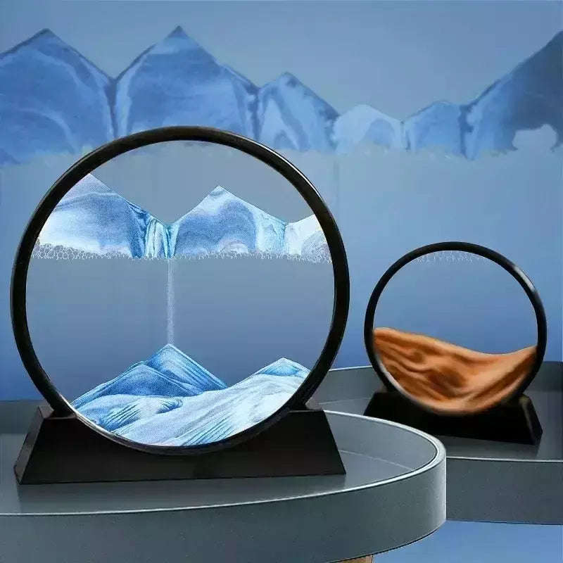 3D Moving Sand Art Picture, Vidro Redondo, Sandscape Do Mar Profundo, Ampulheta, Artesanato Fluindo, Pintura Em Areia, Escritório, Decoração De Casa, Presente