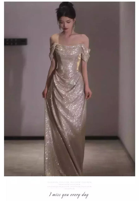 Vestido sereia ruched, lantejoulas sexy sem mangas, rabo de peixe leve, longo, cerimônia do anfitrião, vestido de baile de festa, banquete luxuoso