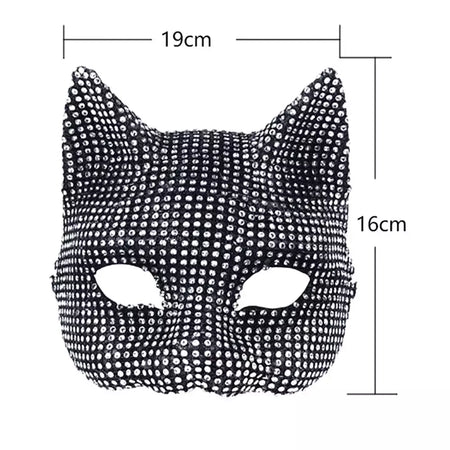 Máscaras de orelha de gato brilhantes cosplay festa de halloween acessórios de fantasia luvas longas sexy bling gatinho metade máscaras