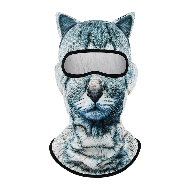 Balaclava de gato 3d para motocicleta, cachorro fofo, máscara facial completa, chapéu de esqui, forro de capacete, ciclismo, cosplay, máscaras de festa de halloween