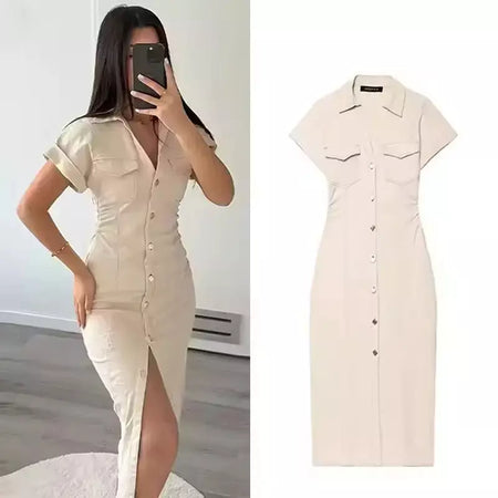Vestido jeans feminino primavera verão casual vestidos longos para mulher 2026 nova moda ruched manga curta streetwear midi vestido