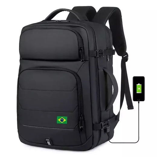 Mochilas expansíveis impermeáveis com porta de carregamento USB, Business National Flag Travel Bag, 17 "Laptop Bag, 40L
