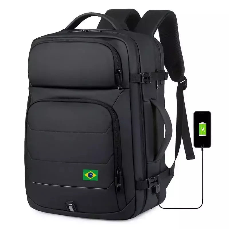 Mochilas expansíveis impermeáveis com porta de carregamento USB, Business National Flag Travel Bag, 17 "Laptop Bag, 40L