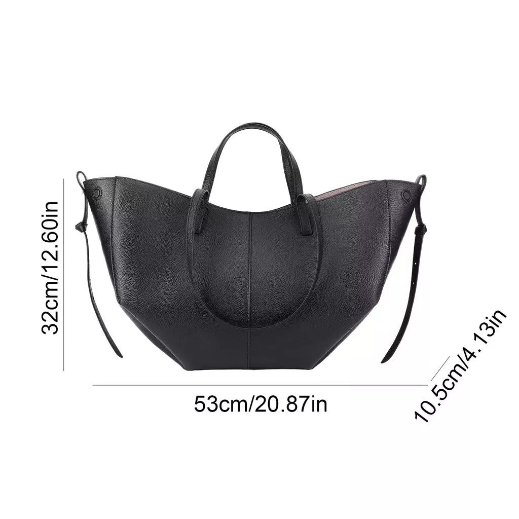 Bolsa de ombro elegante de grande capacidade para mulheres, Bolsa de lazer de couro PU