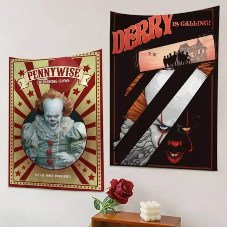 Filme de terror l-lt p-pennywise palhaço gráfico tapeçaria arte ficção científica sala decoração de casa barato hippie parede pendurado