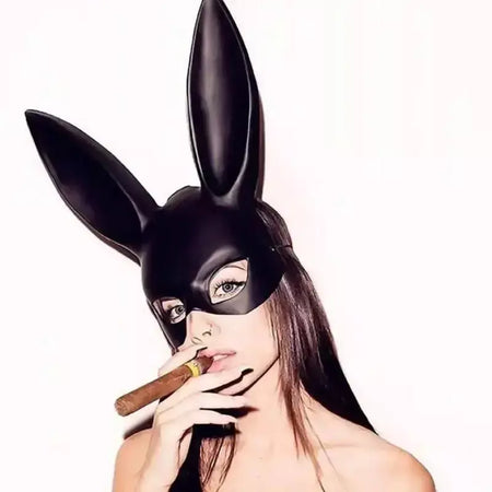 1 pçs preto branco coelho máscara festa de halloween decoração festa orelhas longas coelho máscara traje cosplay ?