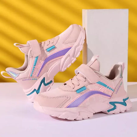 Crianças casuais rosa meninas sapatos de couro moda para 7-15y leve correndo jovens estudantes crianças esportes sapato da menina nbgaga