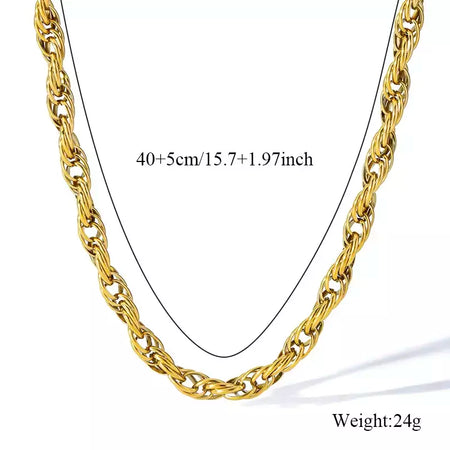 Eilieck 316l aço inoxidável metal charme corrente colar jóias de declaração 18k pvd banhado colar de pescoço corrente para mulher