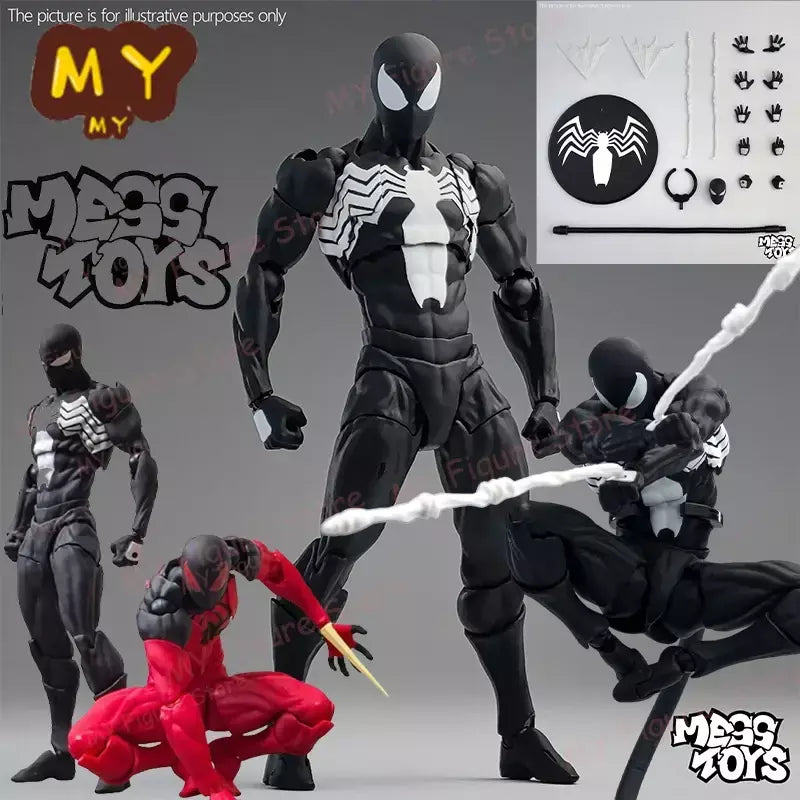Novo messtooys spiderman figura ct brinquedos preto vermelho homem aranha estatueta bagunça brinquedos anime figura de ação estátua modelo presentes brinquedos do miúdo