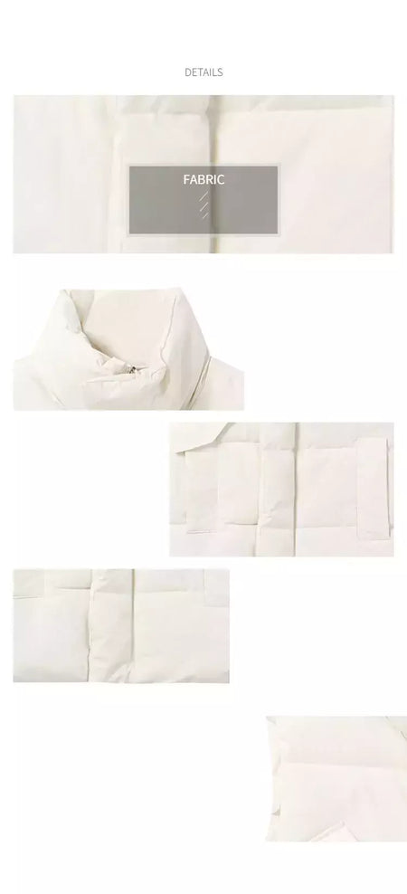 Jaqueta casual grossa solta feminina, casaco com gola simulada, zíper para cima, colete quente sólido, jaqueta puffer, outono, inverno, 2023