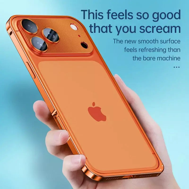 Aviação liga de alumínio quadro pára-choques caso do telefone para iphone 17 16 15 14 13 12 promax lente metal dissipação calor capa à prova de choque