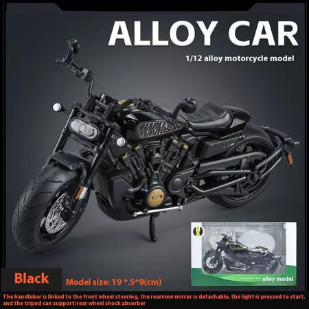 Simulação 1/12 davidson SPORTSTER-S motocicleta de liga off-road, ornamentos de modelo para crianças brinquedos para meninos presentes de feriado