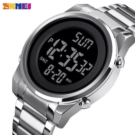 Skmei relógio de pulso masculino luxuoso, à prova d'água, aço inoxidável, eletrônico, esportivo, digital, 1611