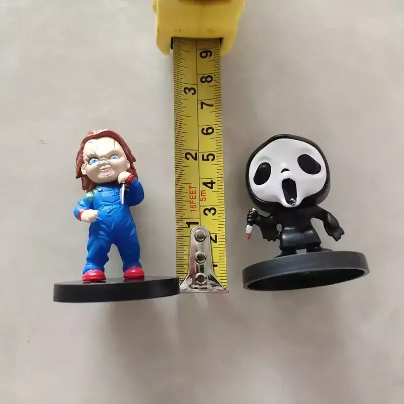 Conjunto de estátua de personagem de ação com ícone de terror, 10 peças, Chaqi Jason Voorhees Freddy Krueger Pennywise It, brinquedo modelo de terror para Halloween