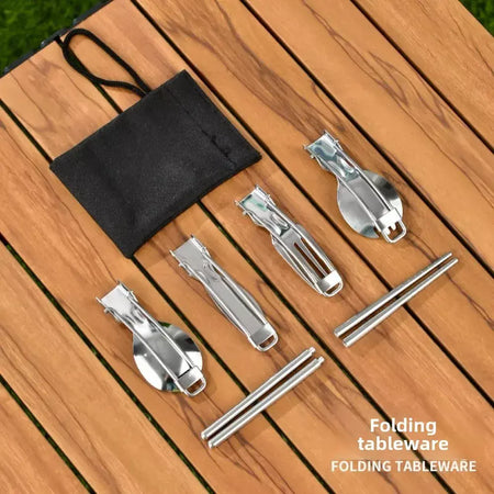12 pçs conjunto de cozinha de acampamento de aventura panelas e frigideiras de acampamento conjunto de cozinha familiar não-tóxico 304 conjunto de utensílios de cozinha de aço inoxidável dobrável