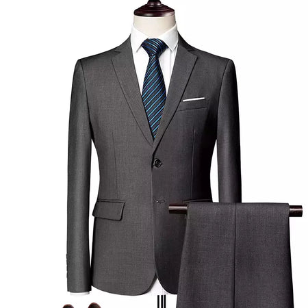 (Jaqueta + Calças) Últimas Homens Terno Set Blazers Formais Slim Fit Negócios Smoking 2 Pcs Terno Do Noivo Vestido de Noiva Homem Terno S-6XL