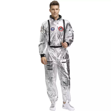 Halloween natal prata spaceman masculino feminino espaço terno adulto crianças astronauta traje festa de família vestir-se presente aniversário