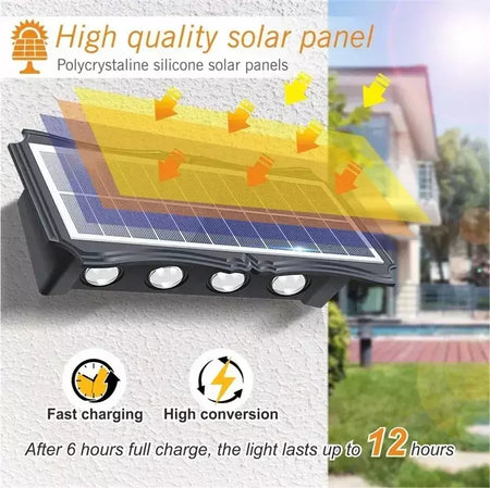 Lâmpada de parede solar ao ar livre led luz solar à prova dwaterproof água para cima e para baixo iluminação luminosa quintal decoração do jardim luzes movidas a energia solar