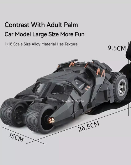 Grande escala 1:18 batmobile modelo de carro brinquedo o cavaleiro das trevas trilogia som luz deslizante spray liga veículos modelos ornamentos presentes